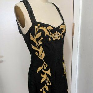 Free People Black Metallic Embroidered Dress 8